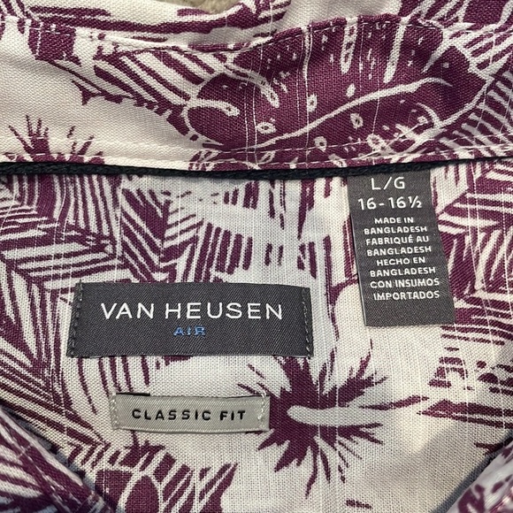 Men’s Van Heusen Air Classic Fit Button Down Cotton Collared Floral Dress Shirt - Picture 10 of 11